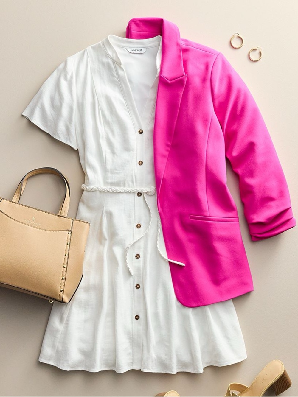 NWT Nine West Hot Pink Fuchsia Closureless Knit Blazer XL - Picture 2 of 10